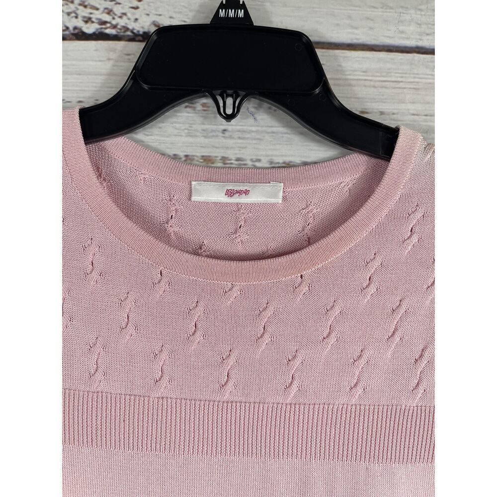 Leggiadro Sweater Dress Women's Size S Pink Cotton Silk Knit Short Sleeve Italy - Picture 4 of 9